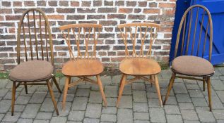 2 Ercol hoop back chairs and 2 Ercol spindle back chairs