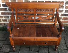 Childs/miniature mahogany bench seat W88cm H69cm