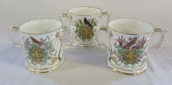 3 boxed Royal Crown Derby loving cups - summer solstice,