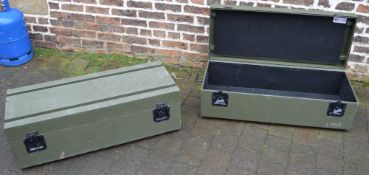 2 large military style stackable cases / boxes