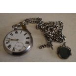 Silver open face pocket watch with subsidiary seconds dial,