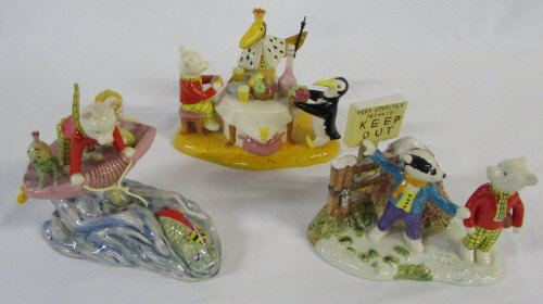 3 limited edition boxed Royal Doulton Rupert figurines - Rupert and the king ,