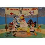 Framed Looney Tunes artists proof 2/20 baseball cell " '93 National League Champs'