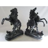 Pair of spelter marley horse figures (1 af)