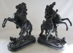 Pair of spelter marley horse figures (1 af)