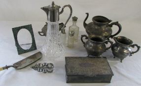 Assorted silver plate inc claret jug