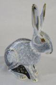 Royal Crown Derby 'Starlight Hare' paperweight with silver stopper