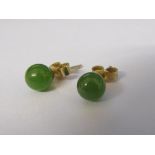 Tested as 9ct gold jade stud earrings