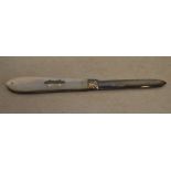 Mother of pearl fruit knife with silver blade and engraved 'Doris' to handle,