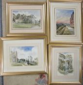4 late 19th century watercolours inc Haddon Hall and Conishead Priory