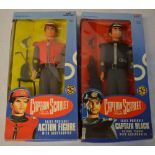 x2 boxed Captain Scarlet fully poseable action figures with accessories including Captain Scarlet