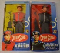 x2 boxed Captain Scarlet fully poseable action figures with accessories including Captain Scarlet