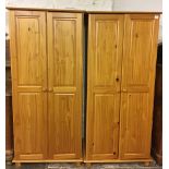 Pair of modern pine wardrobes