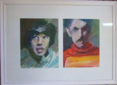 Acrylic paintings of Mick Jagger and Keith Richards (The Rolling Stones) by D R Adamson,