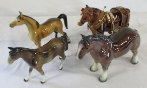 4 horse figures inc Weatherby and West Germany no 2546