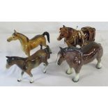 4 horse figures inc Weatherby and West Germany no 2546