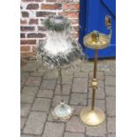 Bronze effect table lamp & brass cigarette ashtray