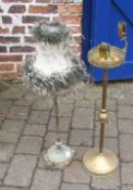 Bronze effect table lamp & brass cigarette ashtray