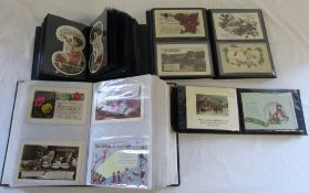 4 postcard albums containing greeting cards