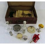 Small suitcase containing various items inc travelling communion set