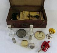 Small suitcase containing various items inc travelling communion set