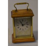 Brass and wood Weiss quartz carriage clock with Swiss movement