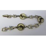 Silver plate reverse crystal intaglio bracelet depicting horses L 7"