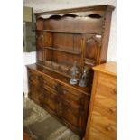 Large reproduction Georgian oak Welsh dresser H195cm W170cm