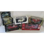 4 boxed die cast cars and a boxed remote control car inc MA RC 1:14 Ferrari,