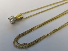 18ct gold chain with 18ct gold diamond solitaire pendant 0.