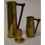 WWII era trench art jugs and a small brass table lighter