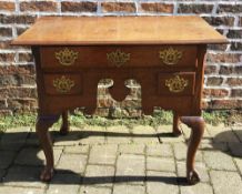 Georgian oak lowboy with cabriole legs on ball & claw feet