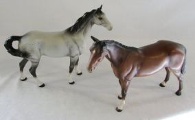 2 Beswick horses (dapple grey horse repair to ear)