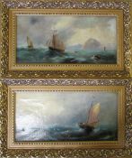 Pair of oil on canvas seascapes (1 af) with gilt frames 50 cm x 30 cm