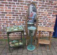 Cheval mirror, plant stand,