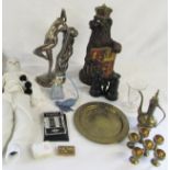 Various lot inc brassware, Art Deco style figurine, doll,