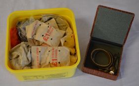 Collection of coins and box of brass trinkets including cufflink's