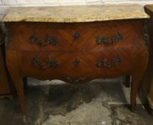 Large French bombe commode with marble top H86cm W77cm