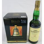 Bells boxed Christmas decanter 1995 & a bottle of The Glenlivit 12 year single malt whisky