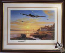Limited edition print by Nicolas Trudgian 'Home at Dawn' 11/25 signed by Flt Eric Jones,