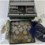 Money box with assorted coins etc