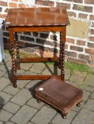 Barley twist occasional table and small footstool