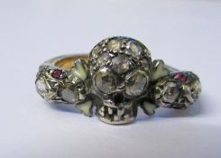 Tested as silver & diamond skull and crossbones ring total 2 ct size M