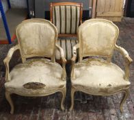 Pair of French arm chairs & another chair