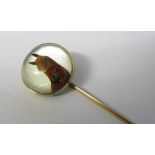 14ct gold reverse crystal intaglio stick pin of a horse