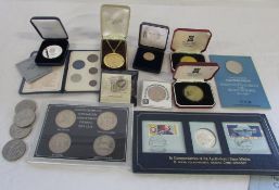 Assorted commemorative coins inc Queen Elizabeth II anniversary crowns 1953-78, Partners in Space,