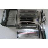 Selection of ball point and fountain pens inc Parker