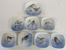 8 Royal Copenhagen pin dishes of birds