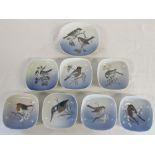 8 Royal Copenhagen pin dishes of birds