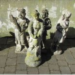 4 assorted composite stone statues H 80 cm